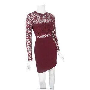 Romeo & Juliet Couture Vintage Sheer Embroidered Lace Long Sleeve Solid Bottom M